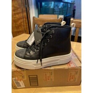 armani exchange AX Platform Shoes Sneakers 6m Womens Black White XDZ021